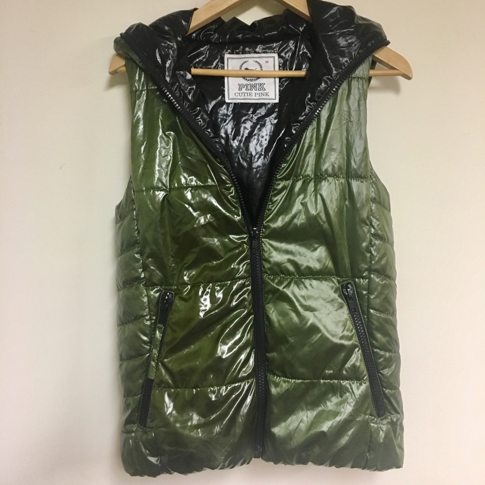 “Pink” Green Puffer Vest